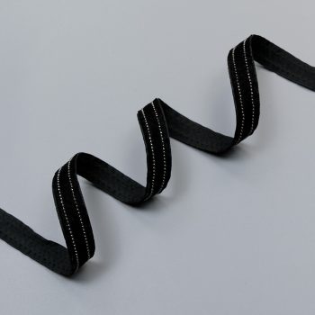 Тесьма бархатная декоративная, черный с цепью, 15 мм (013534)