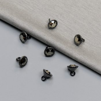 Пуговицы металлические, темный никель, страз, 8 мм (013549)