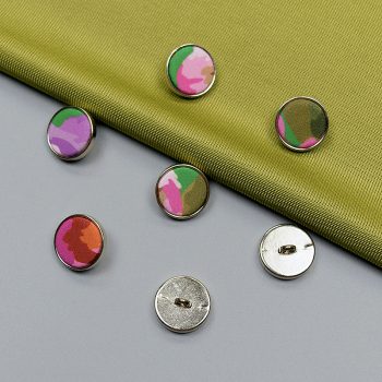 Пуговицы металлические с текстилем, золото — текстиль, 18 мм (013556)