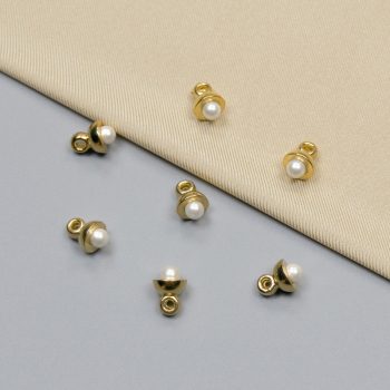 Пуговицы пластиковые, жемчужина в золоте, 7 мм (013573)