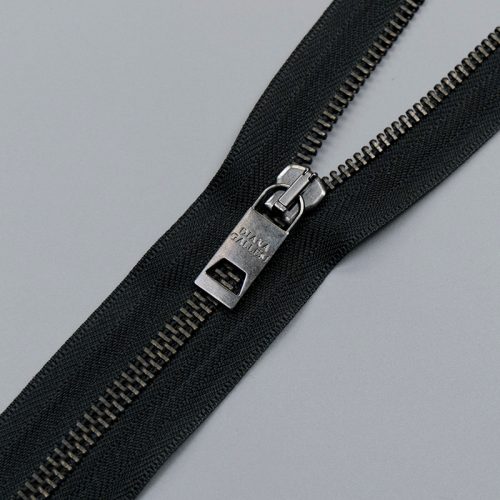 Молния металлическая разъемная, черный — латунь, 76 см (013606)