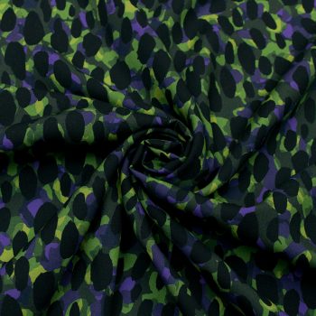 Штапель вискозный с абстрактным принтом, сине-зеленый гепард (013656)