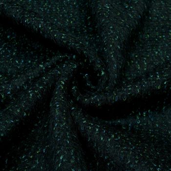 Букле пальтовое с ворсом, сине-зеленый на черном (013705)