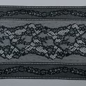 Кружево эластичное, черная сеточка с цветами, 23.8 см (013780)