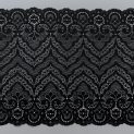Кружево эластичное, волна — черный, фестон на две стороны (lauma 170), 19 см (013796)