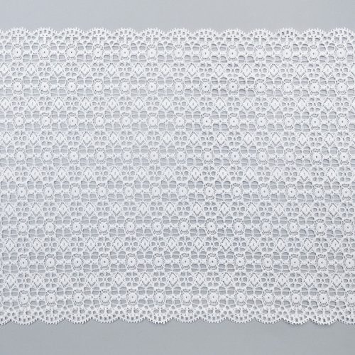 Кружево эластичное, белое макраме (lauma 001), 22 см (013802)