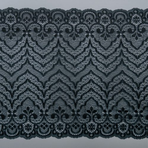 Кружево эластичное, волна — асфальтовый и черный (lauma 170), 22 см (013804)