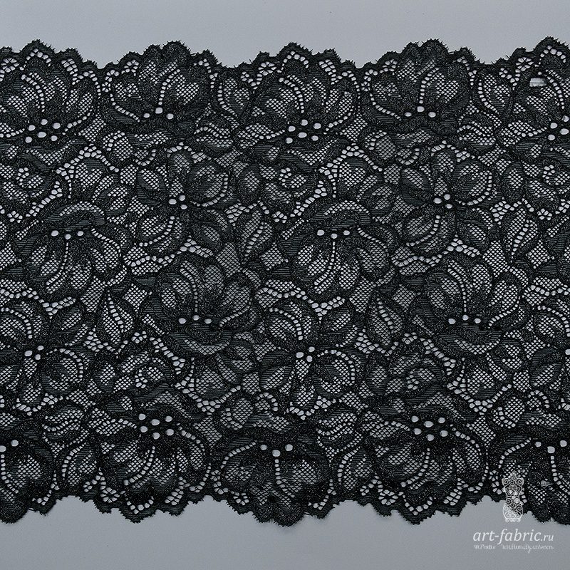 Кружево эластичное, черно серебристый (lauma 170), 24 см (013815)