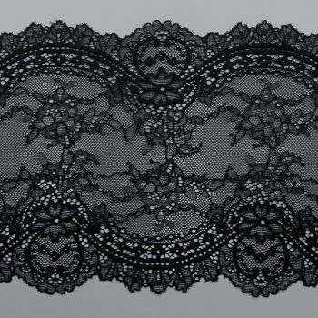 Кружево эластичное, черный шантильи (lauma 170), 18 см (013825) Кружево эластичное, черный шантильи (lauma 170), 18 см (013825)