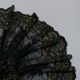 Кружево эластичное, черный и горчичные цветы, 21 см (013832)