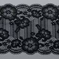 Кружево эластичное, черные цветы и геометрия (lauma 170), 20 см (013841)