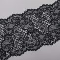 Кружево эластичное, черная крупная сеточка (lauma 170), 25 см (013844)