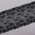 Кружево эластичное, черные нежные цветы (lauma 170), 22 см (013846)