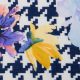 Штапель вискозный, цветы на темно-синем пье-де-пуле (013866)