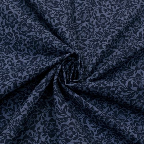 Ткань карманная с цветочным узором, денимно-синий (013881)