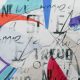 Трикотаж хлопковый принтованный, графика на сумрачно-белом (013892)