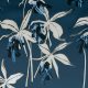 Габардин-стрейч хлопковый, абстрактные лилии на сумрачно-синем (013920)
