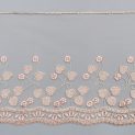 Вышивка на сетке с цветениями коралловый-бежевый, 21 см  (014038)
