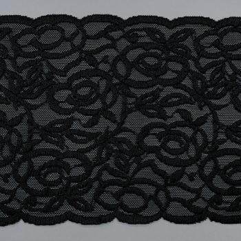 Вышивка на сетке,черные цветения, 15.5 см, уценка (ILUNA) (014205)