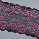 Вышивка на сетке, красно-розовые цветы на черном, 17.5 см  (ILUNA) (014214)