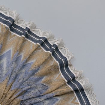 Кружево эластичное, охристо-голубой зигзаг, 18.5 см (ILUNA) (014216)