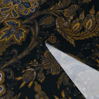 Микровельвет-стрейч костюмный, изразцы на темно-синем (014241)