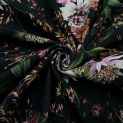 Микровельвет-стрейч костюмный, цветения на черном (014266)