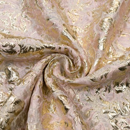 Филькупе с шелком, золотистые цветы на розовом (014319)