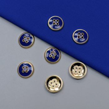 Пуговицы металлические, синяя эмаль, 20 мм (014386)