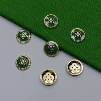 Пуговицы металлические, зеленая эмаль, 20 мм (014387)