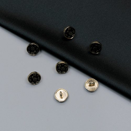 Пуговицы металлические, золото-черная эмаль и цветы, 10мм (006040)