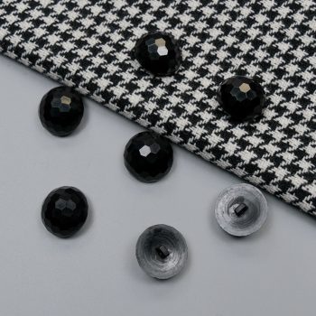 Пуговицы пластиковые,  граненый черный - полусфера, 25 мм (014450)