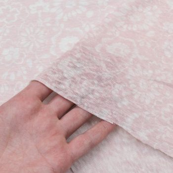 Трикотаж тонкий льняной с цветочным принтом, бледно-розовый (014497)