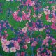 Габардин-стрейч набивной, розовые цветы на сине-зеленом (014505)