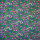 Габардин-стрейч набивной, розовые цветы на сине-зеленом (014505)