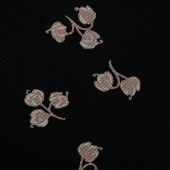 Крепдешин шелковый, кофейные цветочки на черном (014510)