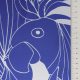 Твил шелковый с синими попугаями на белом (014511)
