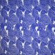 Твил шелковый с синими попугаями на белом (014511)