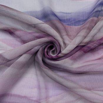 Жоржет вискозный крэш, акварельно-пурпурные волны (014512)