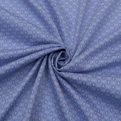 Трикотаж хлопковый с геометрическим узором, цвет голубой (014529)