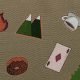 Мраморная вискоза с предметным принтом, цвет хаки (014556)