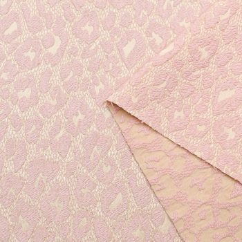 Жаккард-стрейч костюмный, пастельно-розовый леопард (014572)