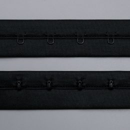 Застежка крючки и петли на ленте, 1 ряд, черный, Corseteria (014787)