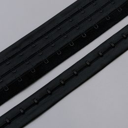 Застежка крючки и петли на ленте, 3 ряда, черный, Corseteria (014830) Застежка крючки и петли на ленте, 3 ряда, черный, Corseteria (014830)