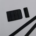 Застежка крючки и петли микрофибра, 38 мм, 3 ряда, черный, Corseteria (014832)