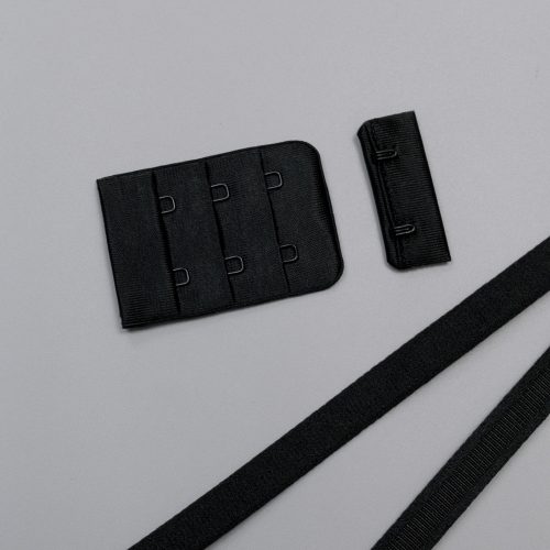 Застежка крючки и петли микрофибра, 38 мм, 3 ряда, черный, Corseteria (014832)