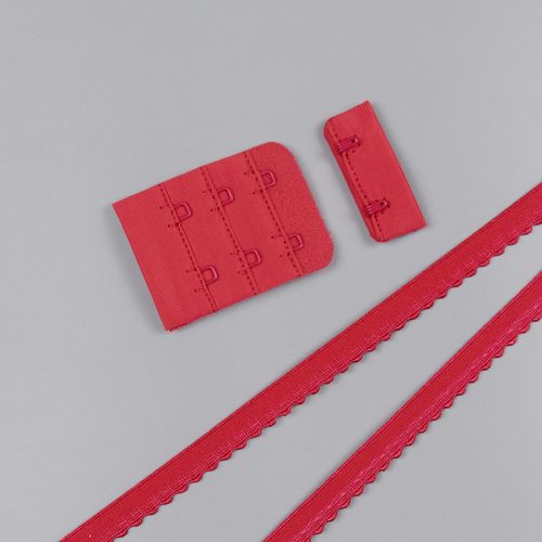 Застежка крючки и петли, 38 мм, 3 ряда, красный, Corseteria (014880)
