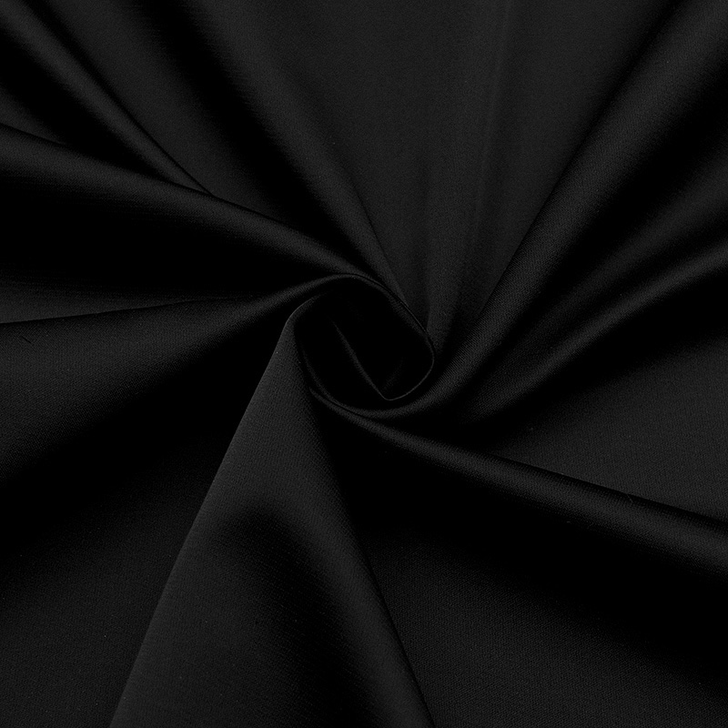 Атлас плащевый с хлопком, цвет черный (011684)