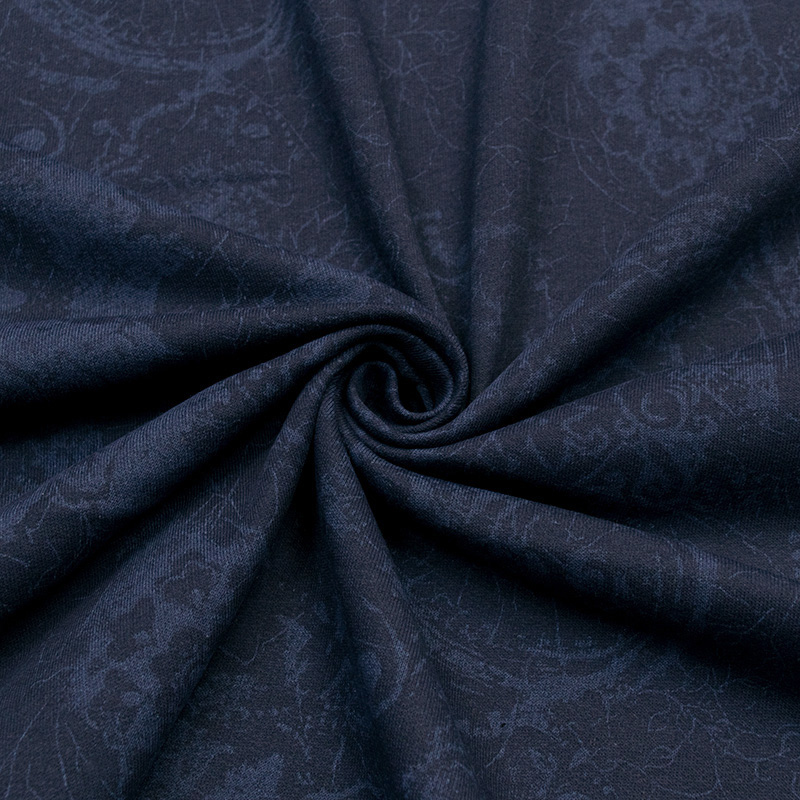 Футер хлопковый с узором, цвет темно-синий  (011693)
