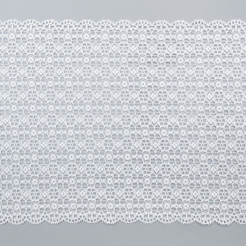Кружево эластичное, белое макраме (lauma 001), 22 см (013802)